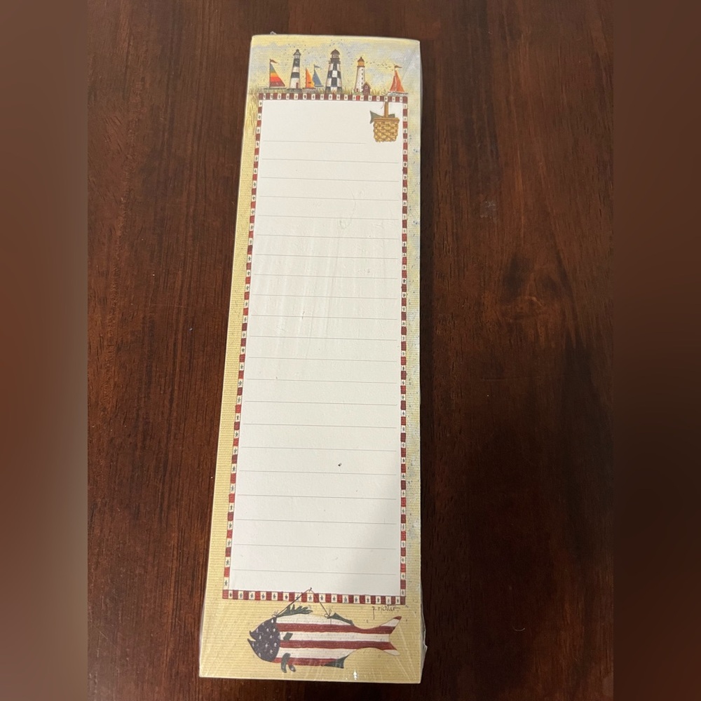 Pat Richter Magnetic Notepad “Sails & Lights” 50 Sheets NEW Lighthouse Baskets